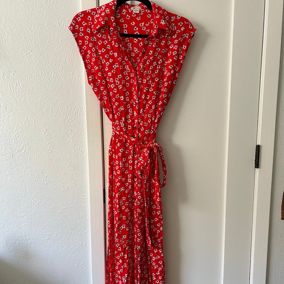 Billabong Women's Red Button Up Little Flirt Maxi Dress Sleeveless Floral Small - Picture 7 of 12